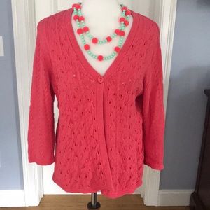 Kate Hill One Button Cardigan Sweater